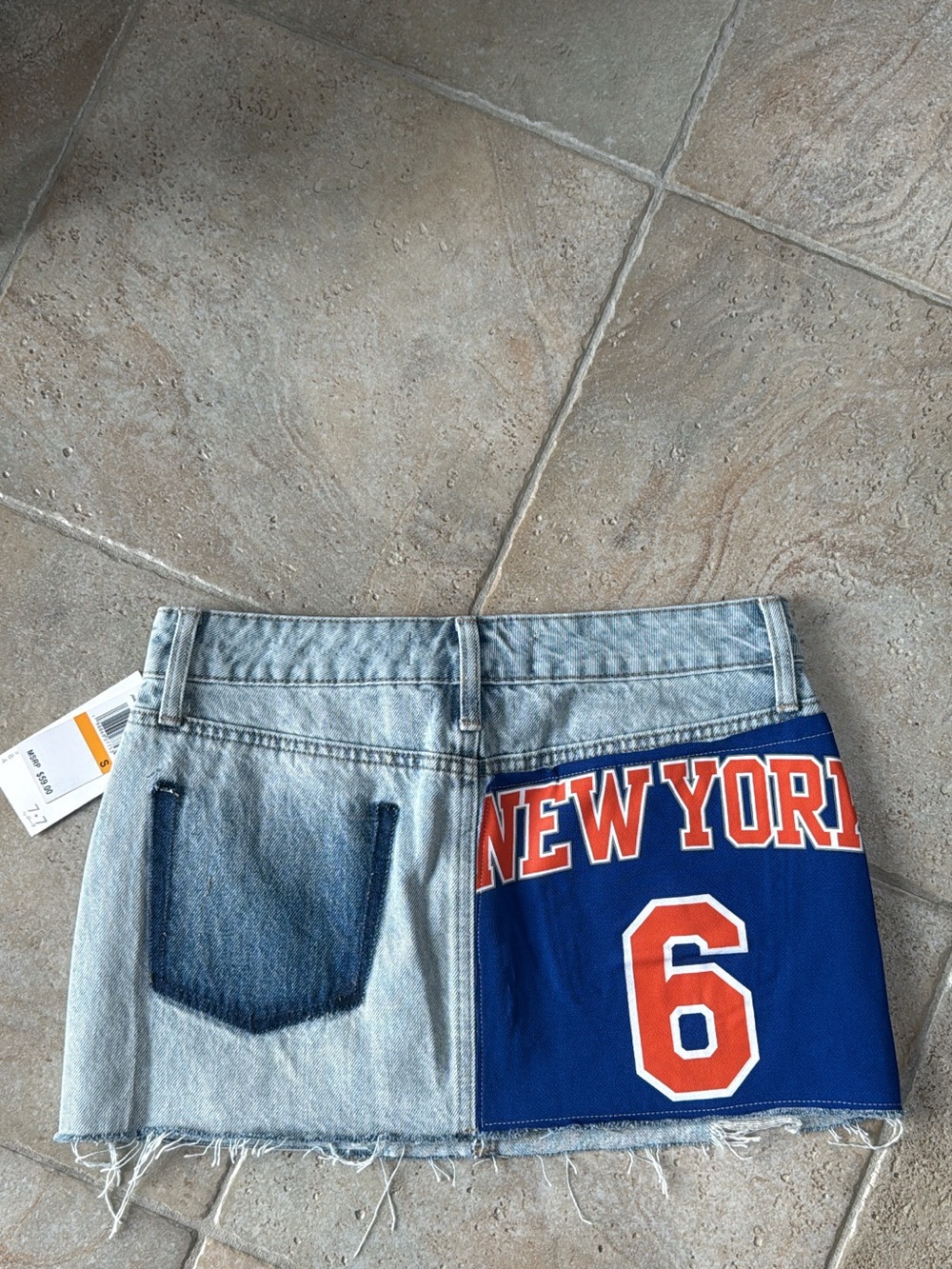 New York Knicks Reworked Light Wash Mini Skirt
